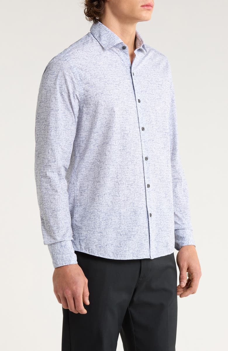 Robert Barakett Cornelius Geo Print Cotton Button-Up Shirt, Alternate, color, Grey