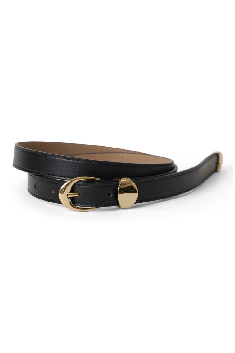 Sammy Skinny Leather Belt, Alternate, color, BLACK GOLD