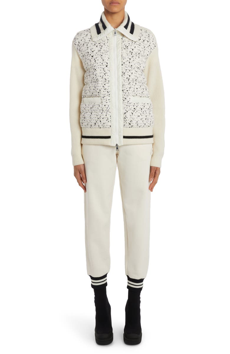 Moncler Quilted Bouclé & Knit Letterman Cardigan, Alternate, color,