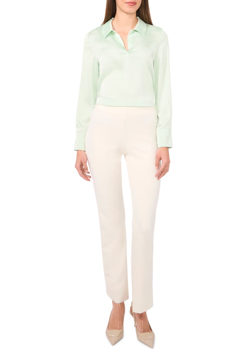 Satin Johnny Collar Popover Top, Alternate, color, MINT CREME
