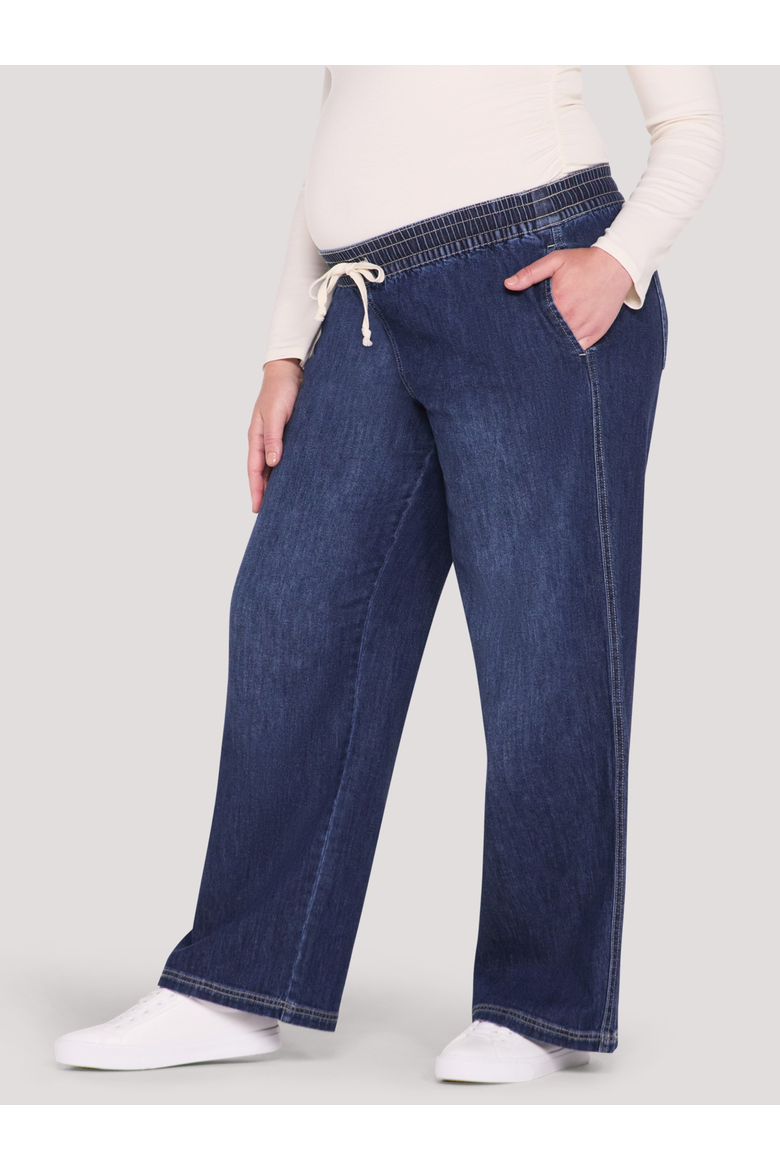 Under the Belly Tie Waist Denim Wide Leg Pant, Alternate, color, Grady Wash
