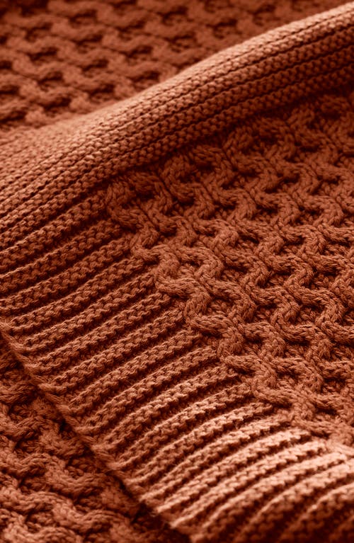 Boll & Branch Honeycomb Knit Throw Blanket In Orange
