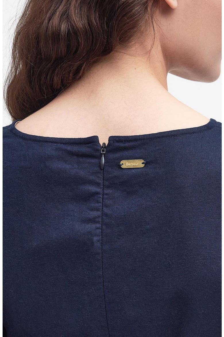Annie Puff Sleeve Linen & Cotton Midi Dress, Alternate, color, NAVY