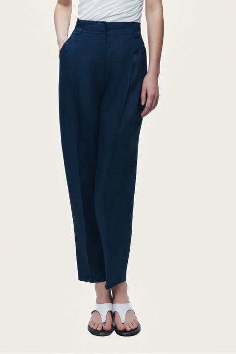 Pleat Front Tapered Trousers
