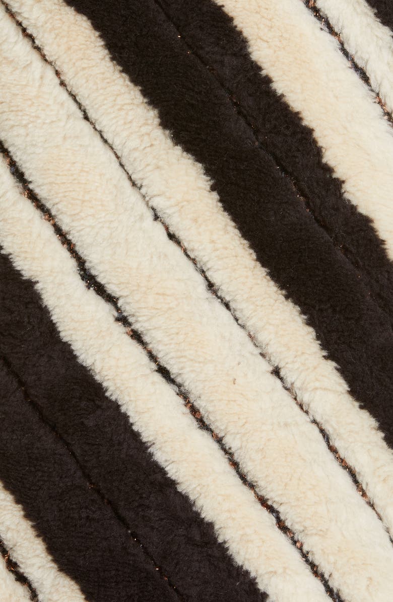 Stella McCartney Stripe Faux Fur Belted Coat, Alternate, color, 