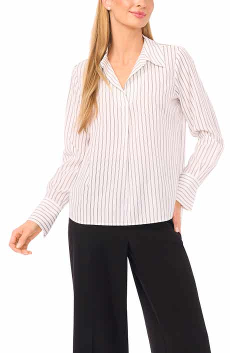 Halogen® Stripe Johnny Collar Shirt