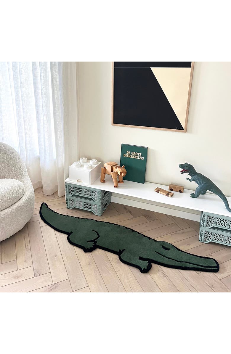 Maison Deux Krokodil Crocodile Rug, Alternate, color, Dark Green