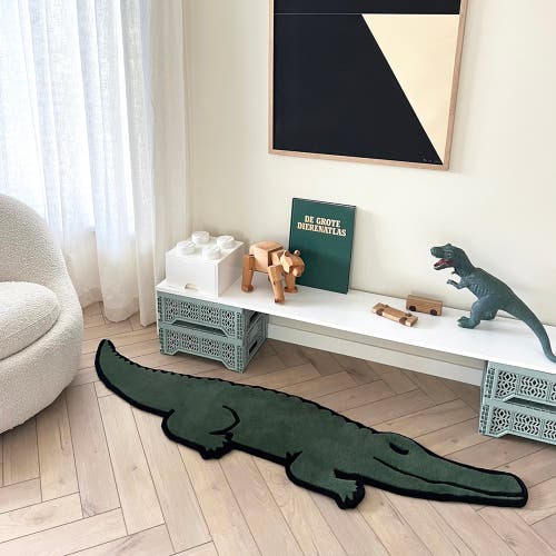 Maison Deux Krokodil Crocodile Rug In Green