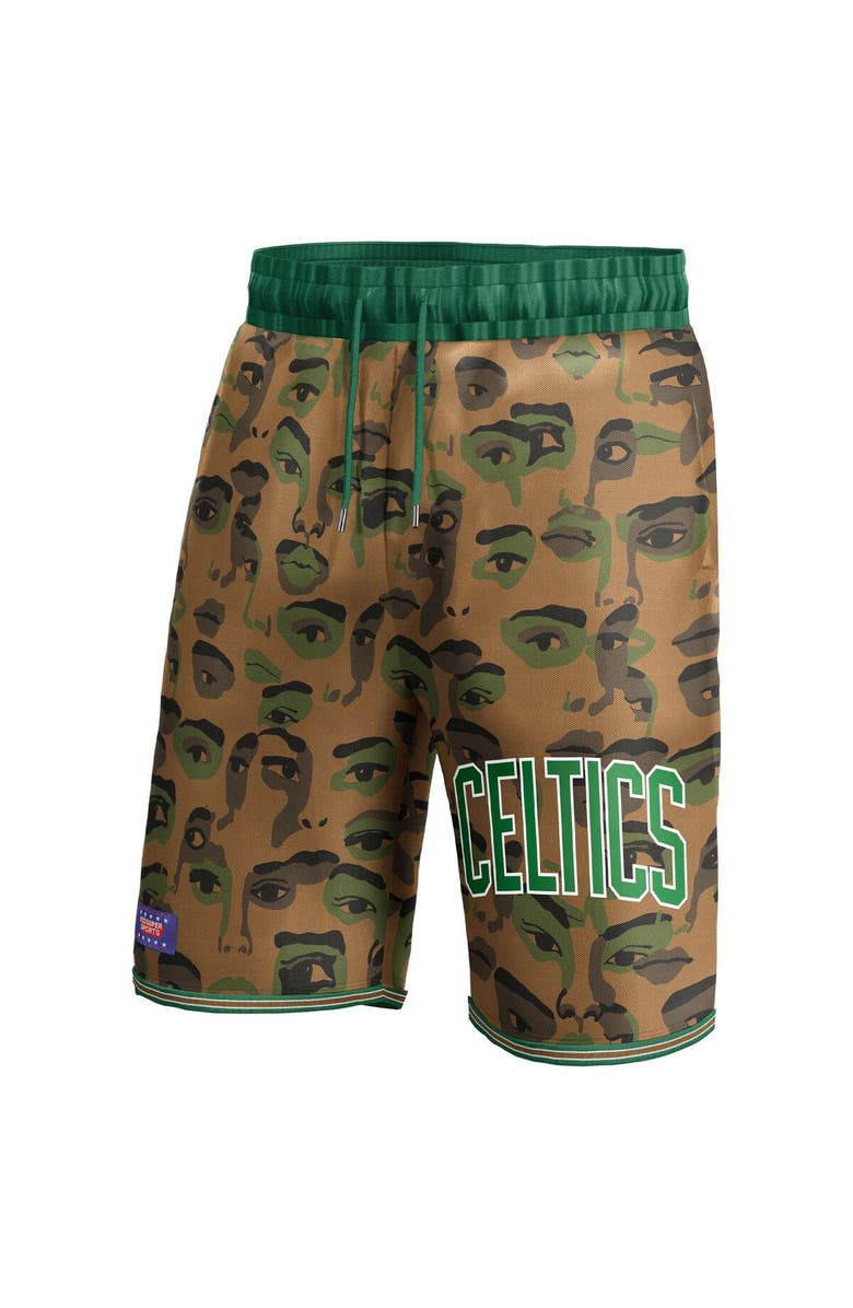 NBA X KIDSUPER Unisex NBA & KidSuper Studios by Fanatics Brown Boston Celtics Hometown Shorts, Alternate, color, Brown