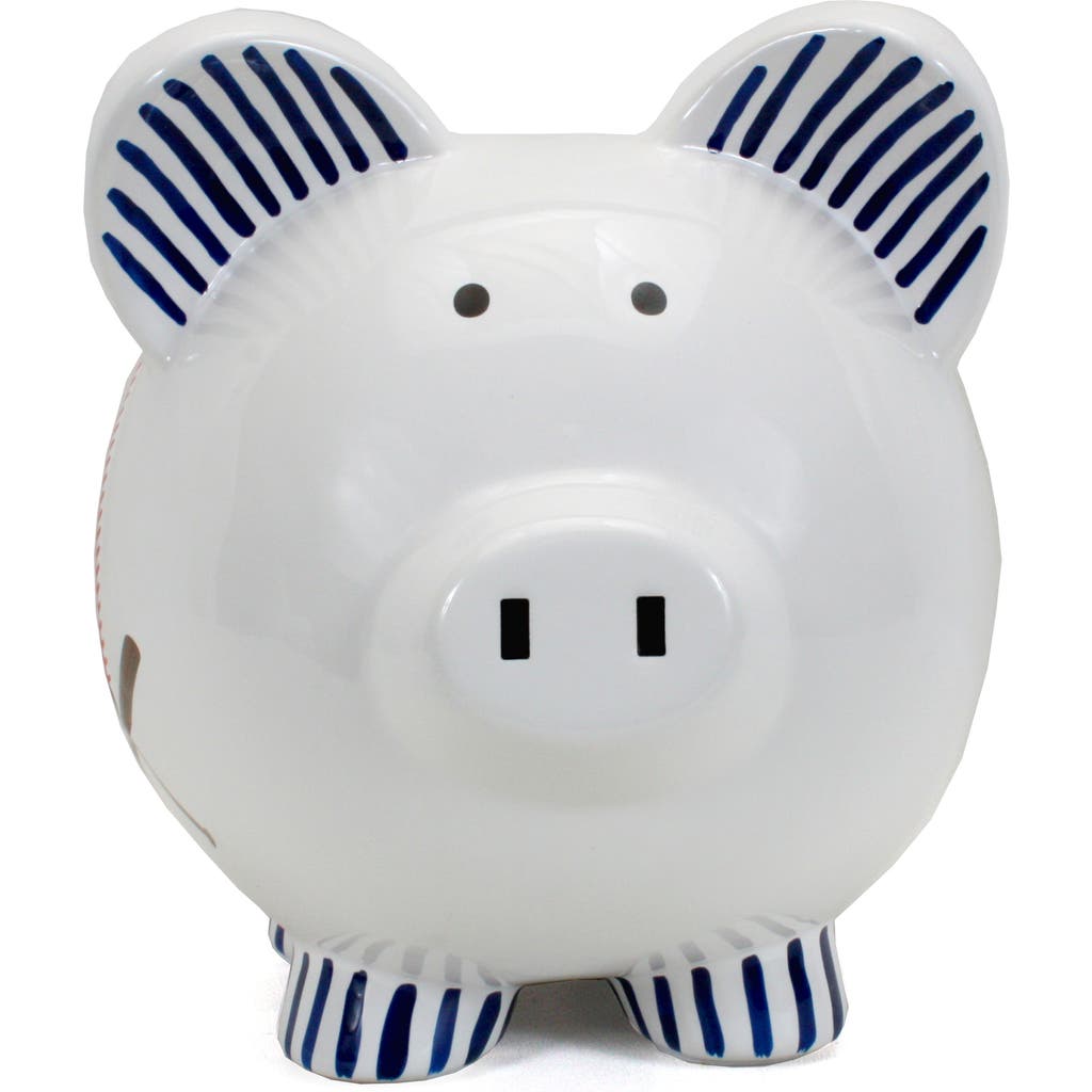 Child To Cherish Baseball Ceramic Piggy Bank In White