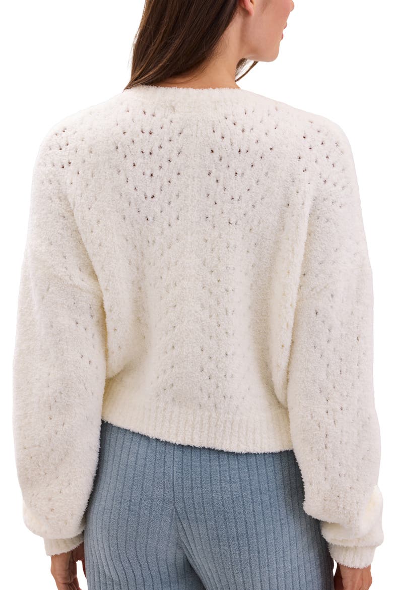 Pointelle Cropped Cardigan, Alternate, color, PEARL