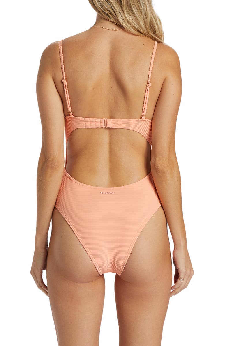 Billabong Tanlines Sage Cutout One-Piece Swimsuit, Alternate, color, Peach Tart