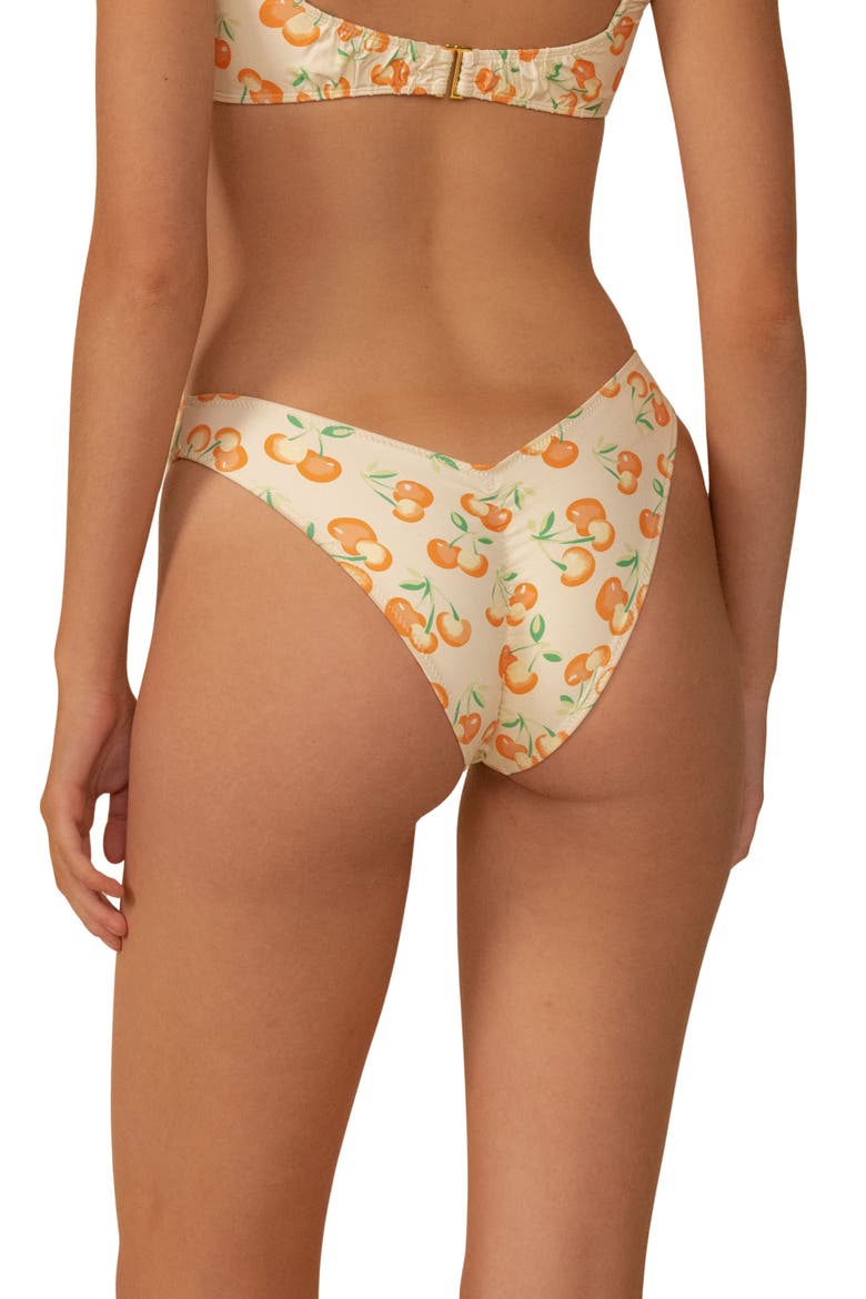Lulu Cherry Print High Leg Bikini Bottoms, Alternate, color, CHERRY SHERBET