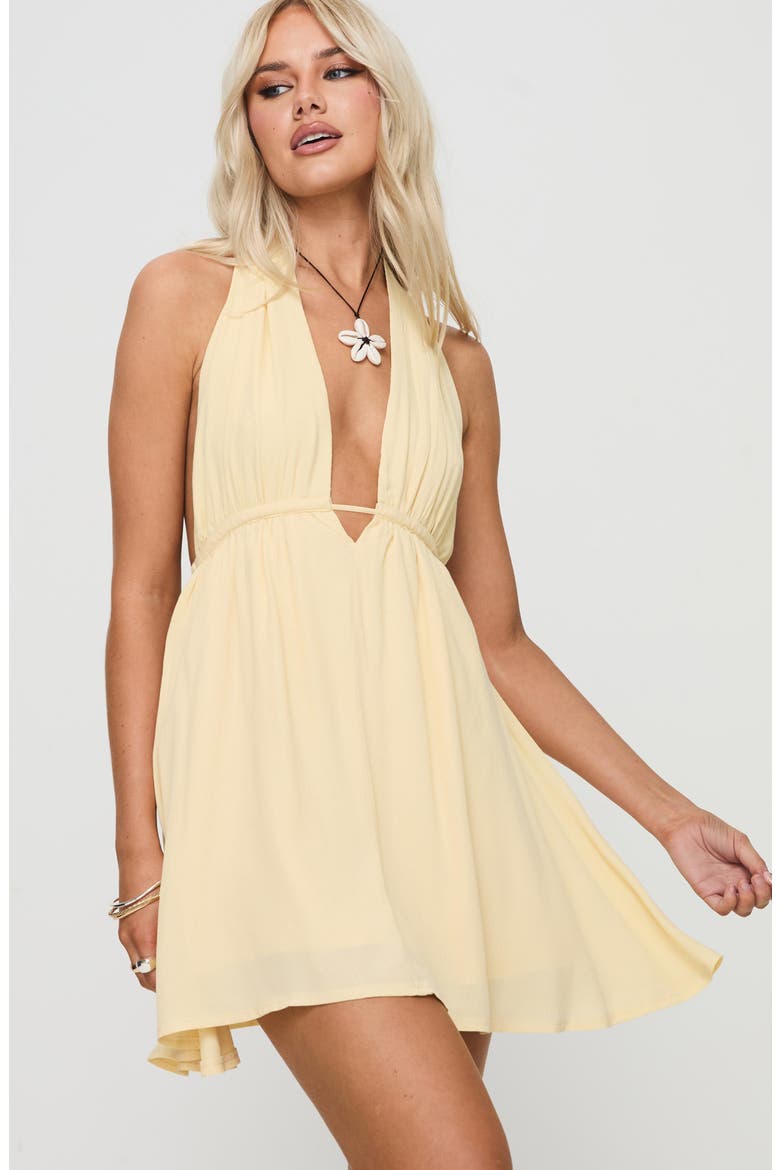 Saddler Halter Minidress, Alternate, color, YELLOW