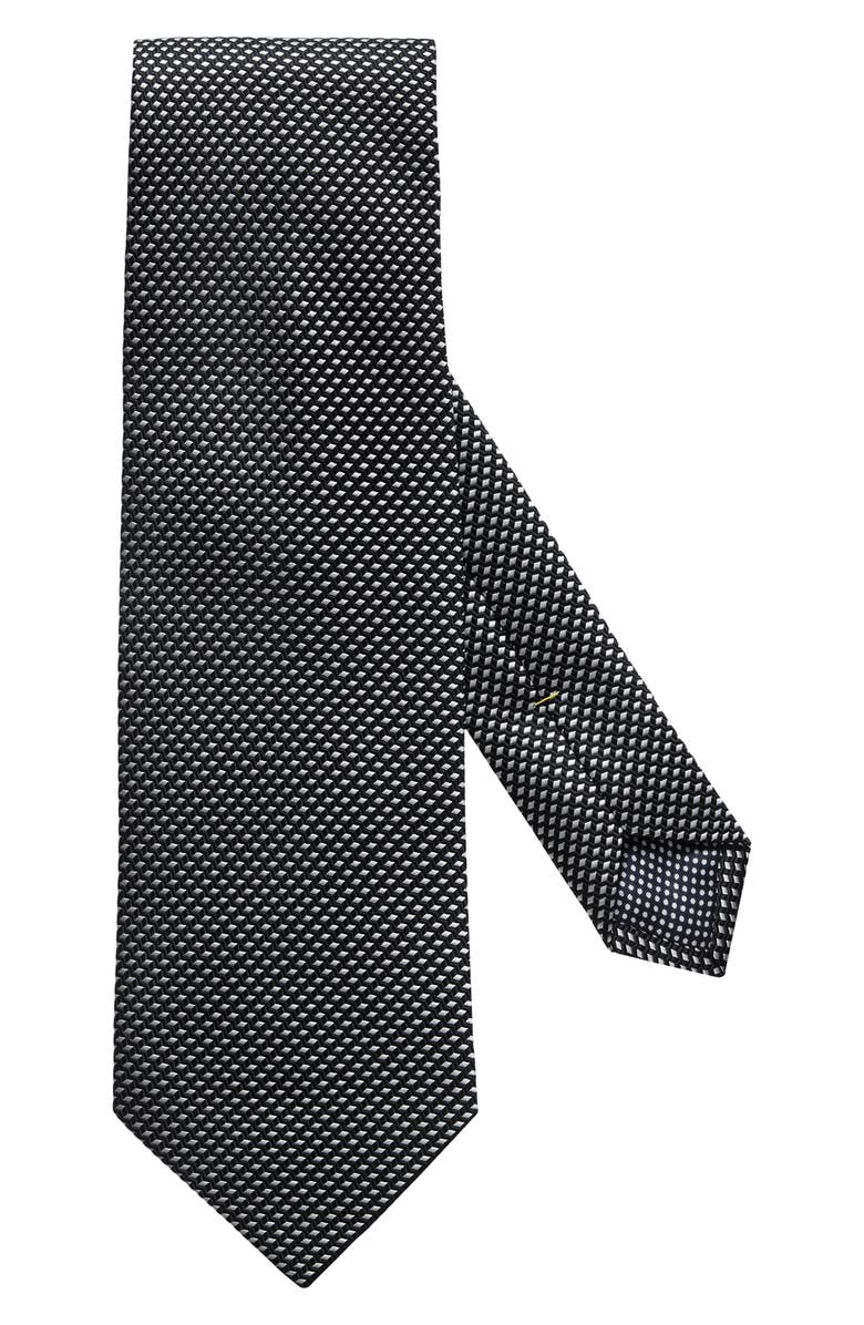 Eton Diamond Silk Tie, Main, color, Black