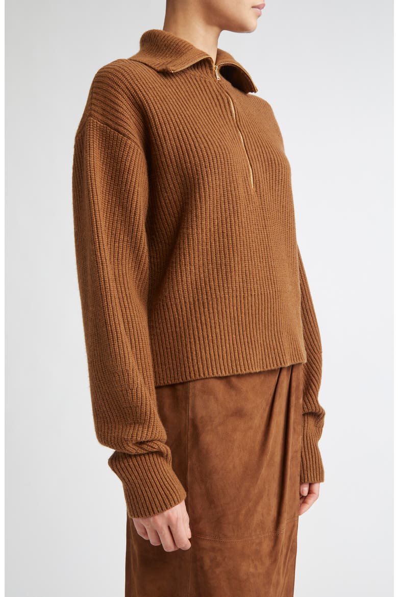Nadar Merino Wool & Cashmere Half Zip Sweater, Alternate, color, TOBACCO