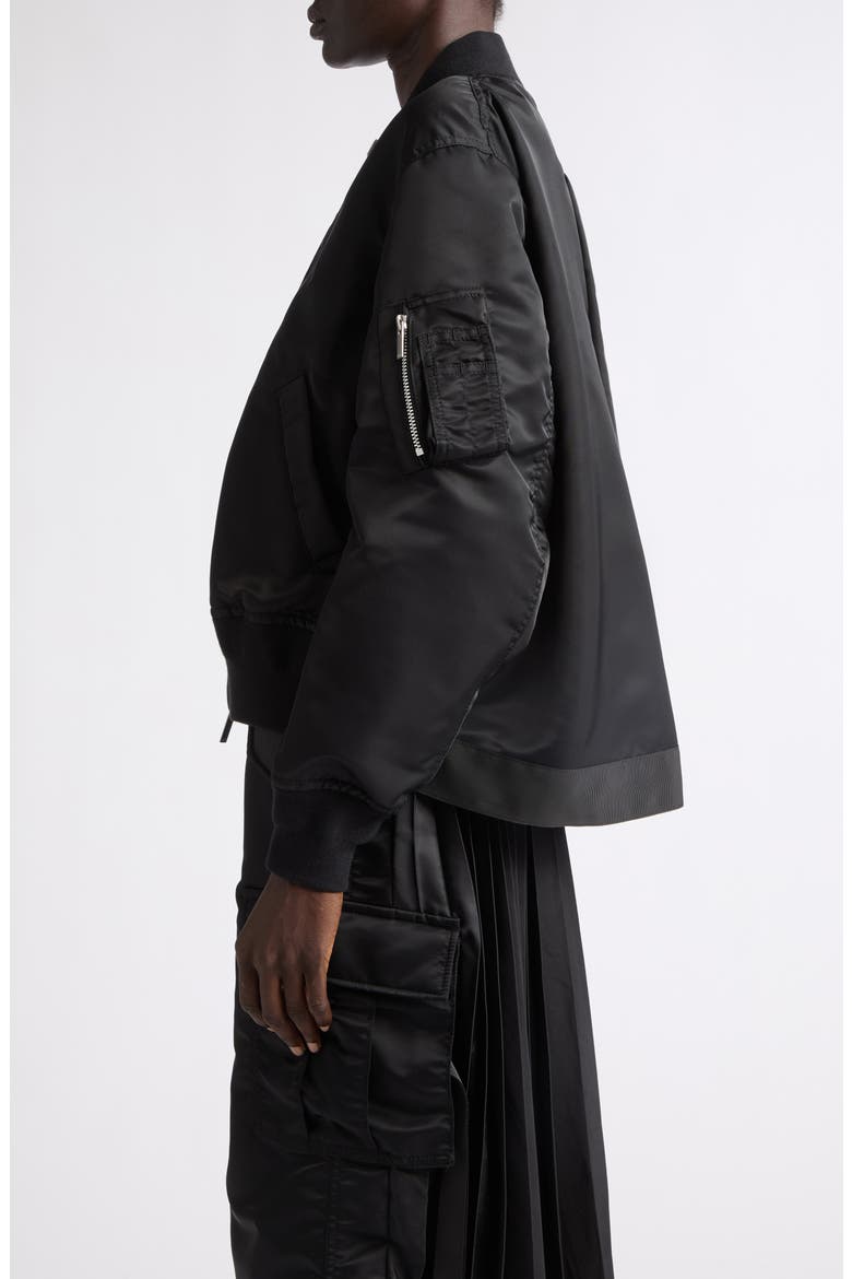 Nylon Twill Bomber Jacket, Alternate, color, BLACK