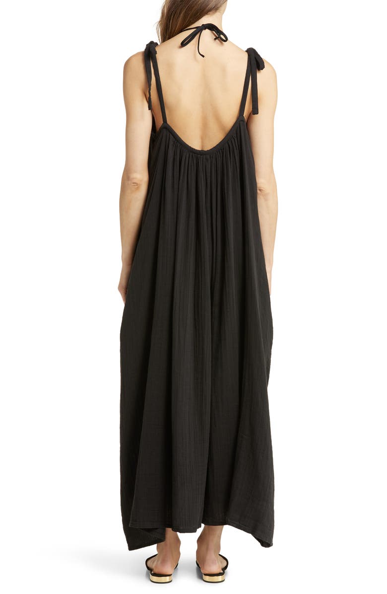 Elan Tie Strap Flowy Cotton Cover-Up Maxi Dress, Alternate, color,