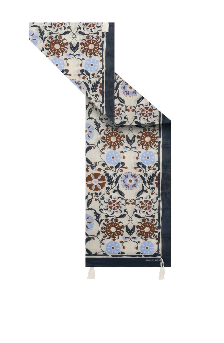 GERARD DAREL Silk Garden Bloom Square Scarf, Alternate, color, Brown