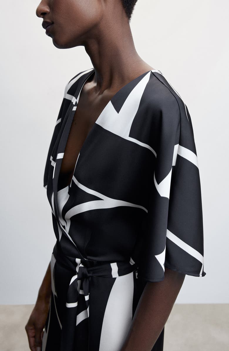 MANGO Geo Print Satin Jumpsuit, Alternate, color,