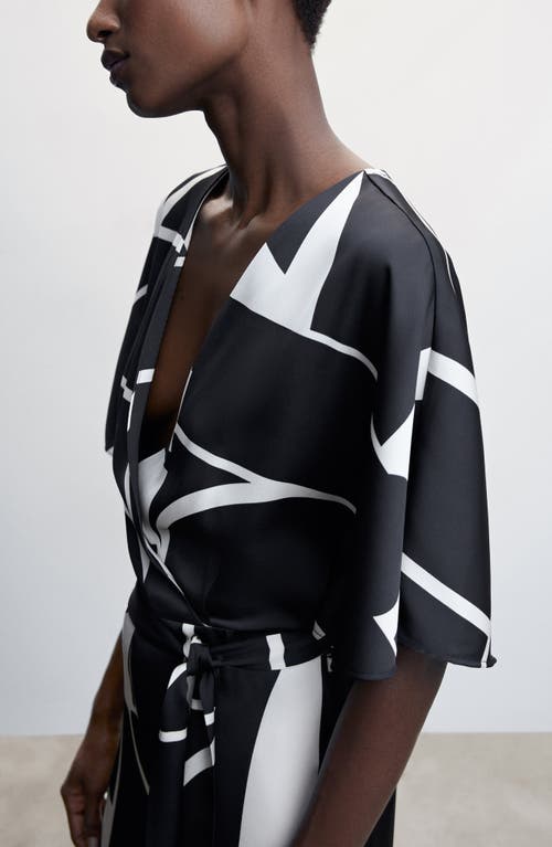 Shop Mango Geo Print Satin Jumpsuit
