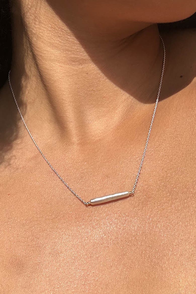 Maris Pearl Bar Necklace, Alternate, color, Silver