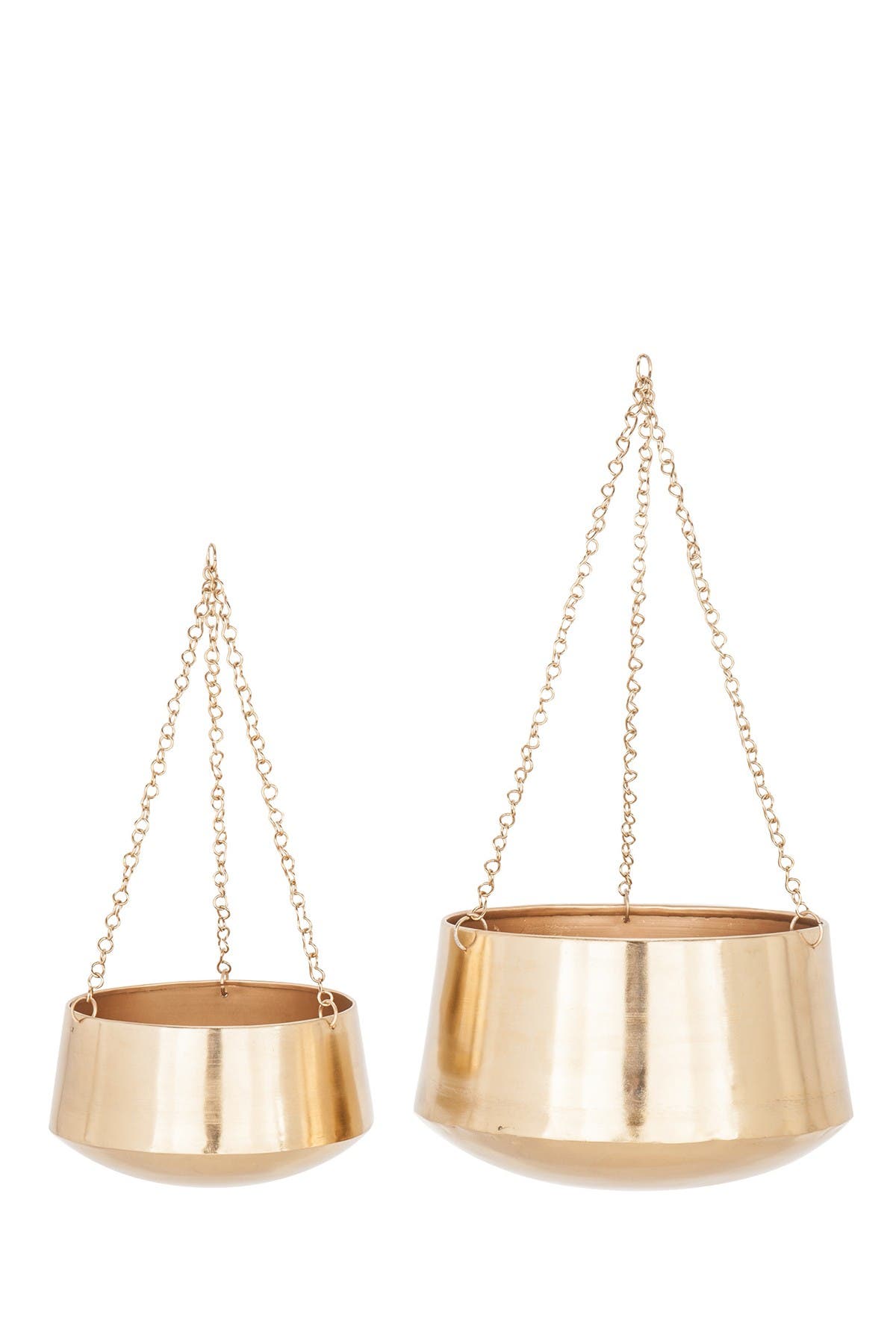 VIVIAN LUNE HOME Goldtone Metal Indoor & Outdoor Hanging Dome Wall Planter with Chain - Set of 2