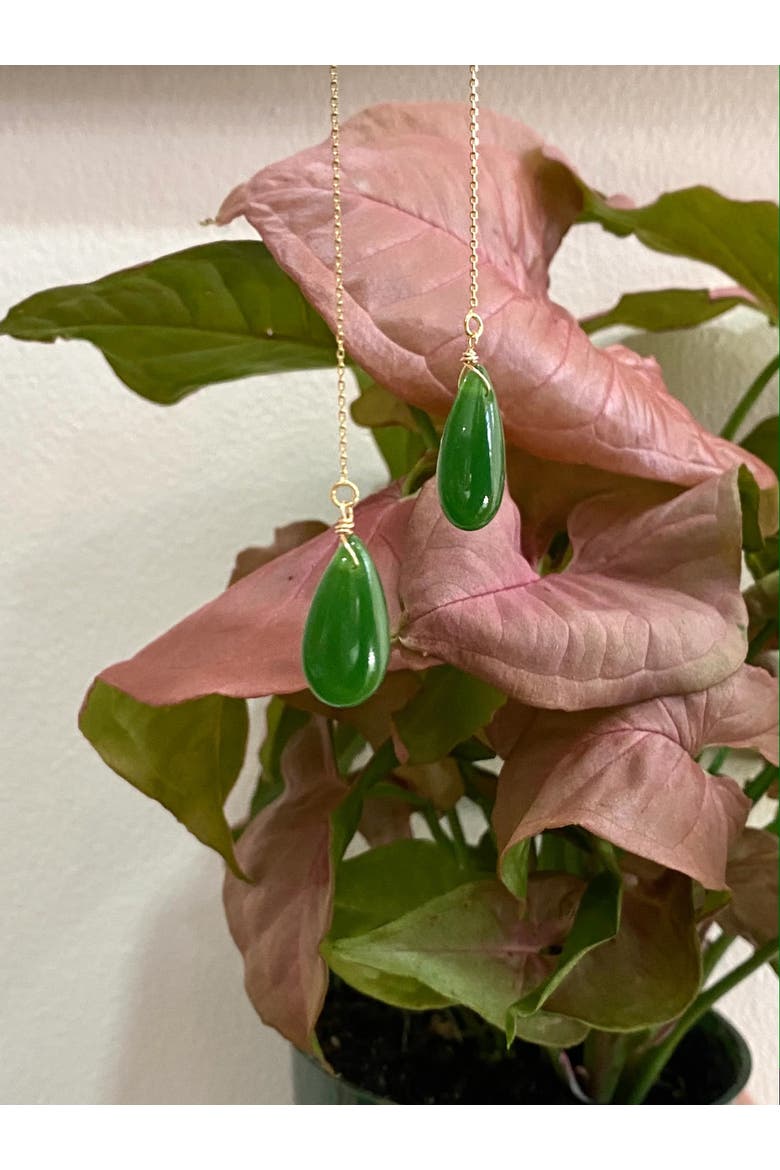 Waterdrop green drop earrings, Alternate, color, Bright green