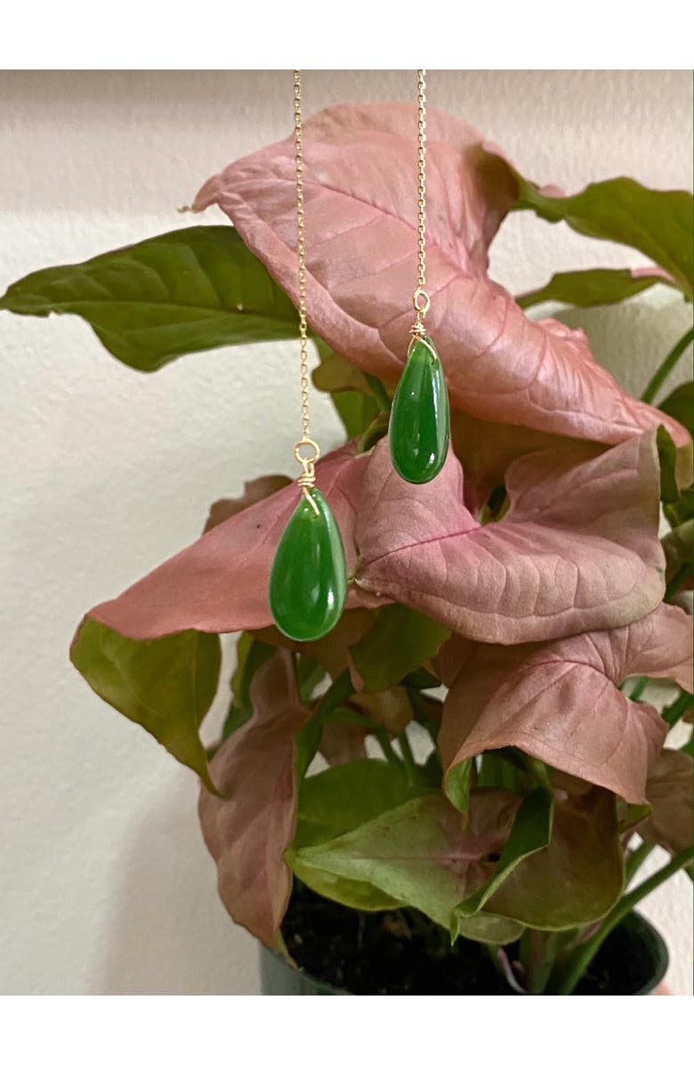 seree Waterdrop Lab jade drop earrings, Alternate, color, Bright Green