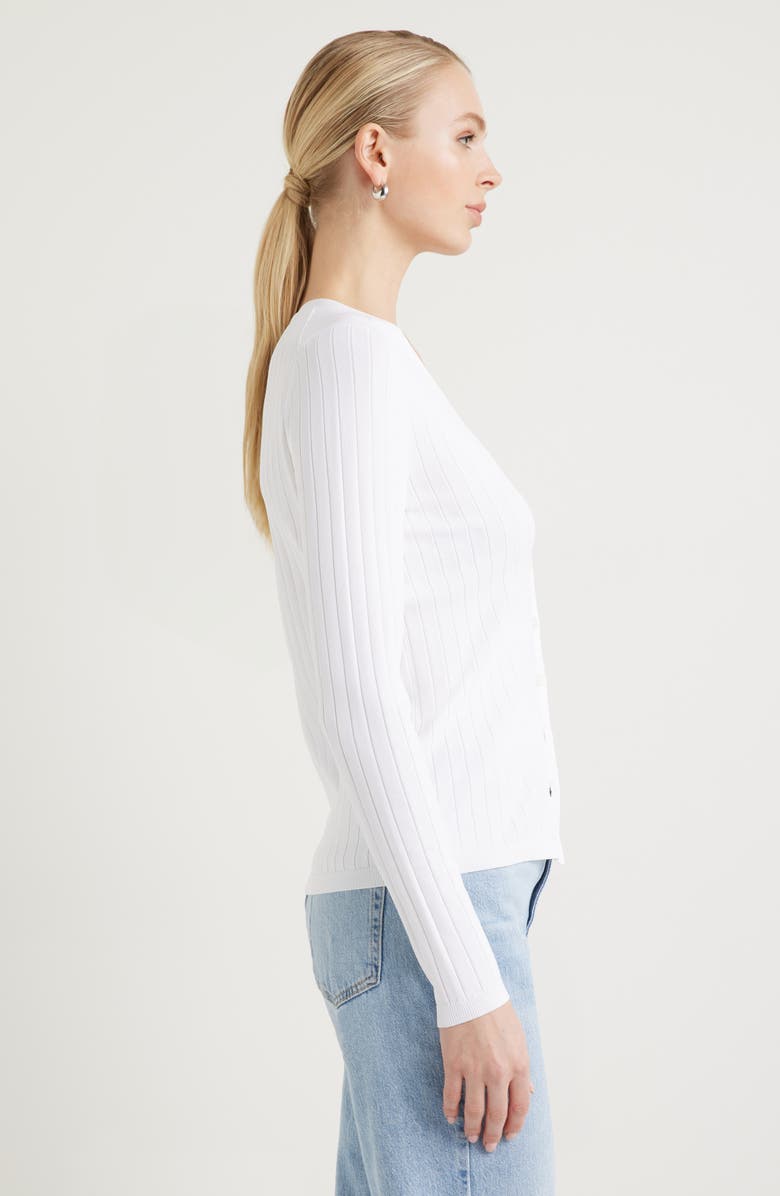 Nordstrom Fitted V-Neck Rib Cardigan, Alternate, color, White