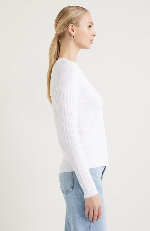 Nordstrom Fitted V-neck Rib Cardigan In White