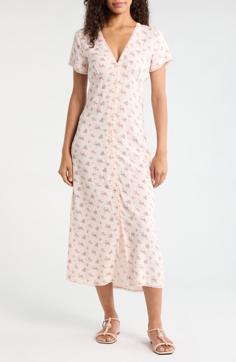 shirt dress midi length Marine Layer Arden Midi Shirt Dress Rust/White Stripe / S