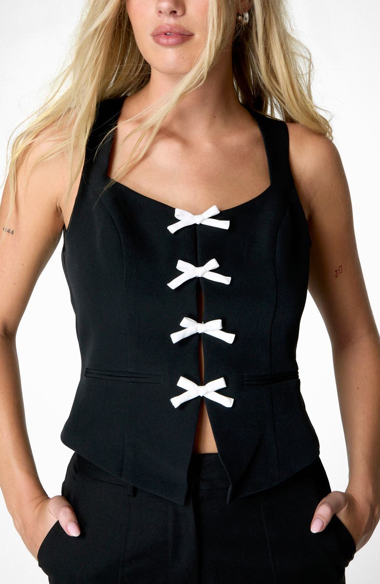 NASTY GAL Bow Front Backless Waistcoat, Main, color,