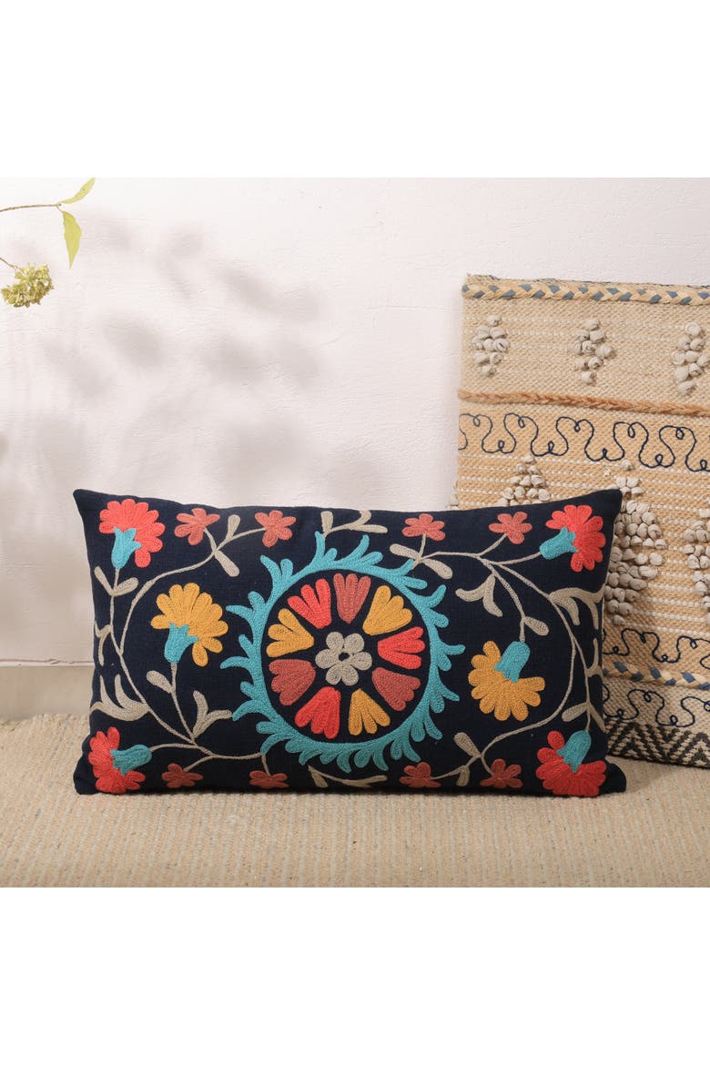 Indigo Artisan Aari Pillow | Cotton Fabric, Alternate, color, Blue