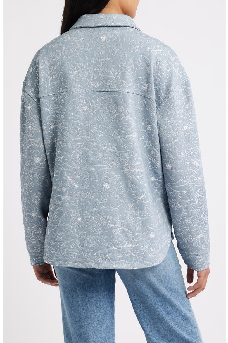 Embroidered Cotton Blend Shacket, Alternate, color, DENIM/ IVORY