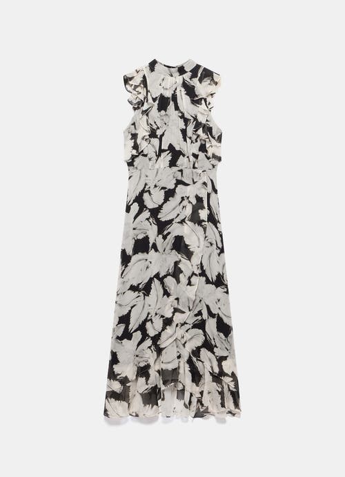 MINT VELVET MINT VELVET FEATHER PRINT MIDI DRESS 