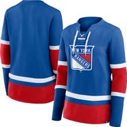 FANATICS Women's Fanatics Blue New York Rangers Prime Time Lace-Up Long Sleeve T-Shirt