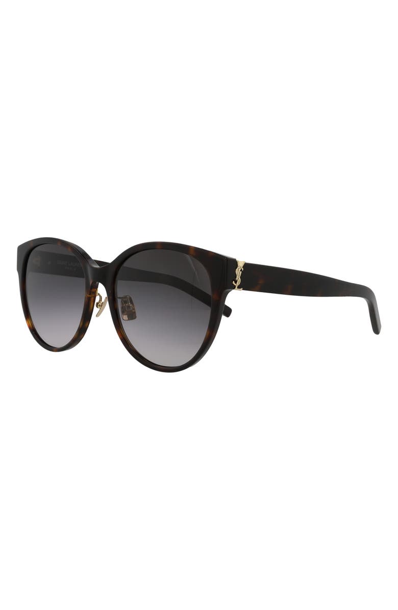 Saint Laurent 57mm Round Sunglasses, Alternate, color, Havana Havana Grey