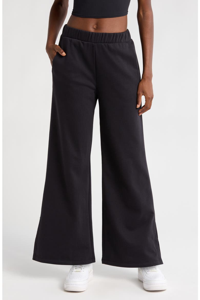 Open Ended Mid Rise Wide Leg Pants, Main, color, BLACK