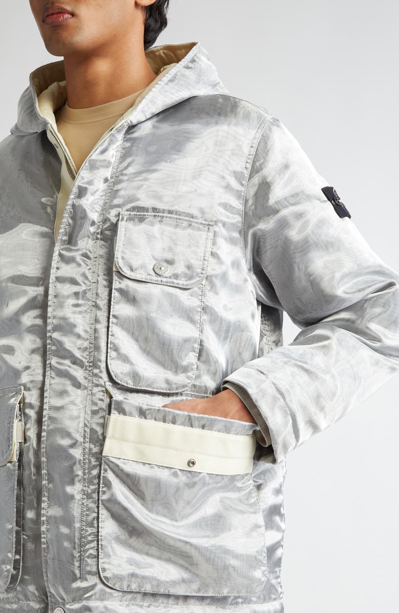 Stone Island Hooded Metallic Down Jacket, Alternate, color, 