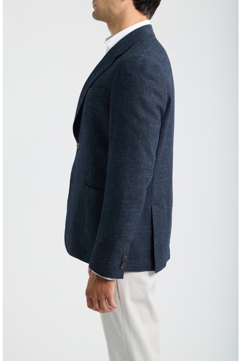 Navy Slub Wool & Cotton Blend Sport Coat, Alternate, color, VERY DARK NAVY