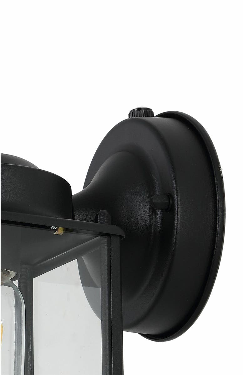 JONATHAN Y Boston 1-Light Farmhouse Industrial Iron/Glass Outdoor LED Sconce, Alternate, color, Black/Clear