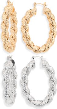 Tasha Set of 2 Twisted Hoop Earrings