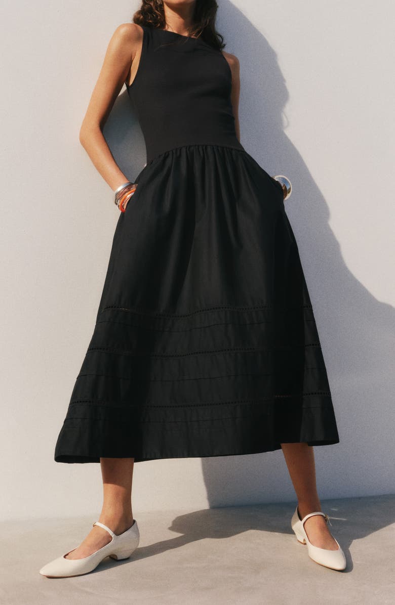 Reformation Idelle Fit & Flare Stretch Organic Cotton Midi Dress, Alternate, color,