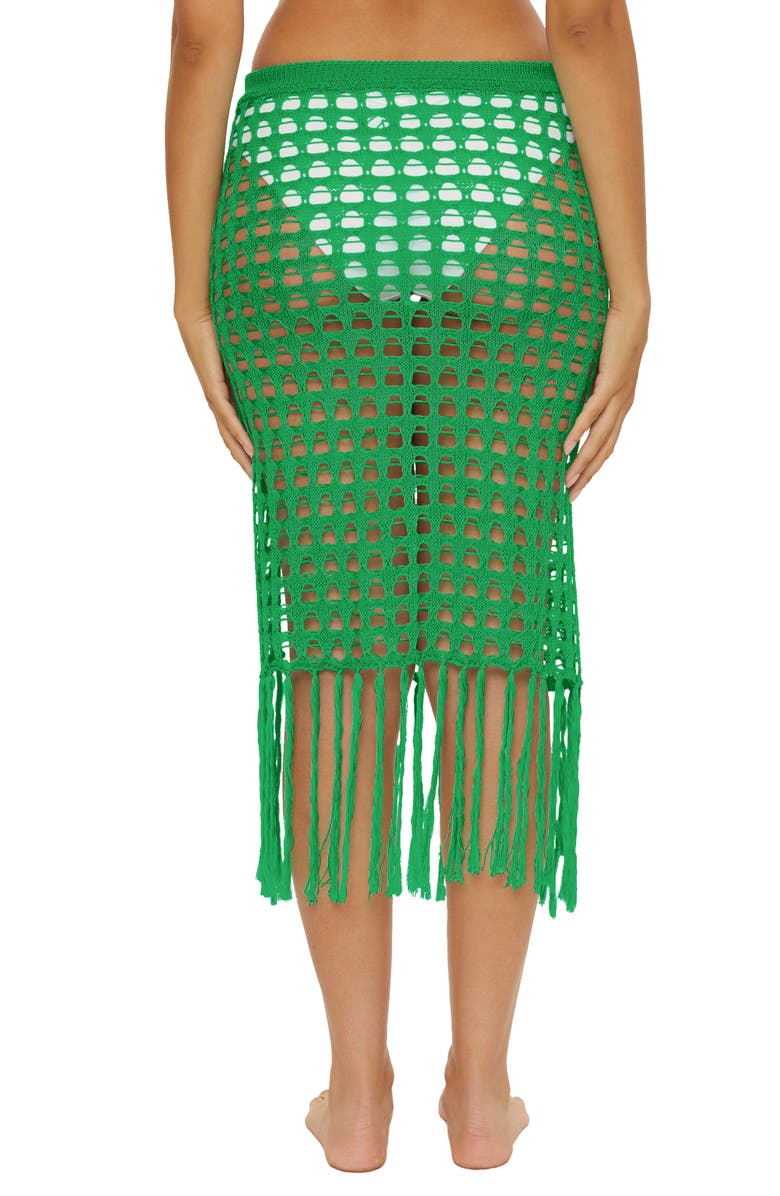 Becca Venica Open Knit Cover-Up Skirt, Alternate, color, Emerald
