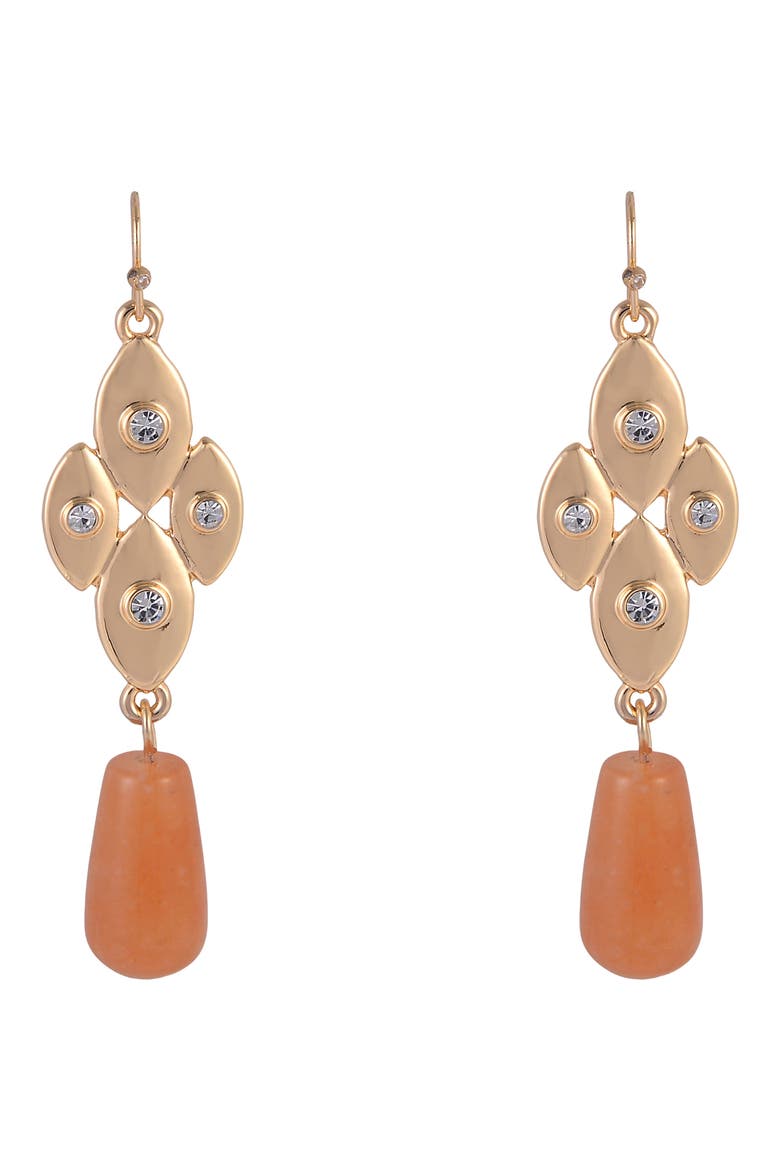 Crystal & Aventurine Drop Earrings, Alternate, color, PINK