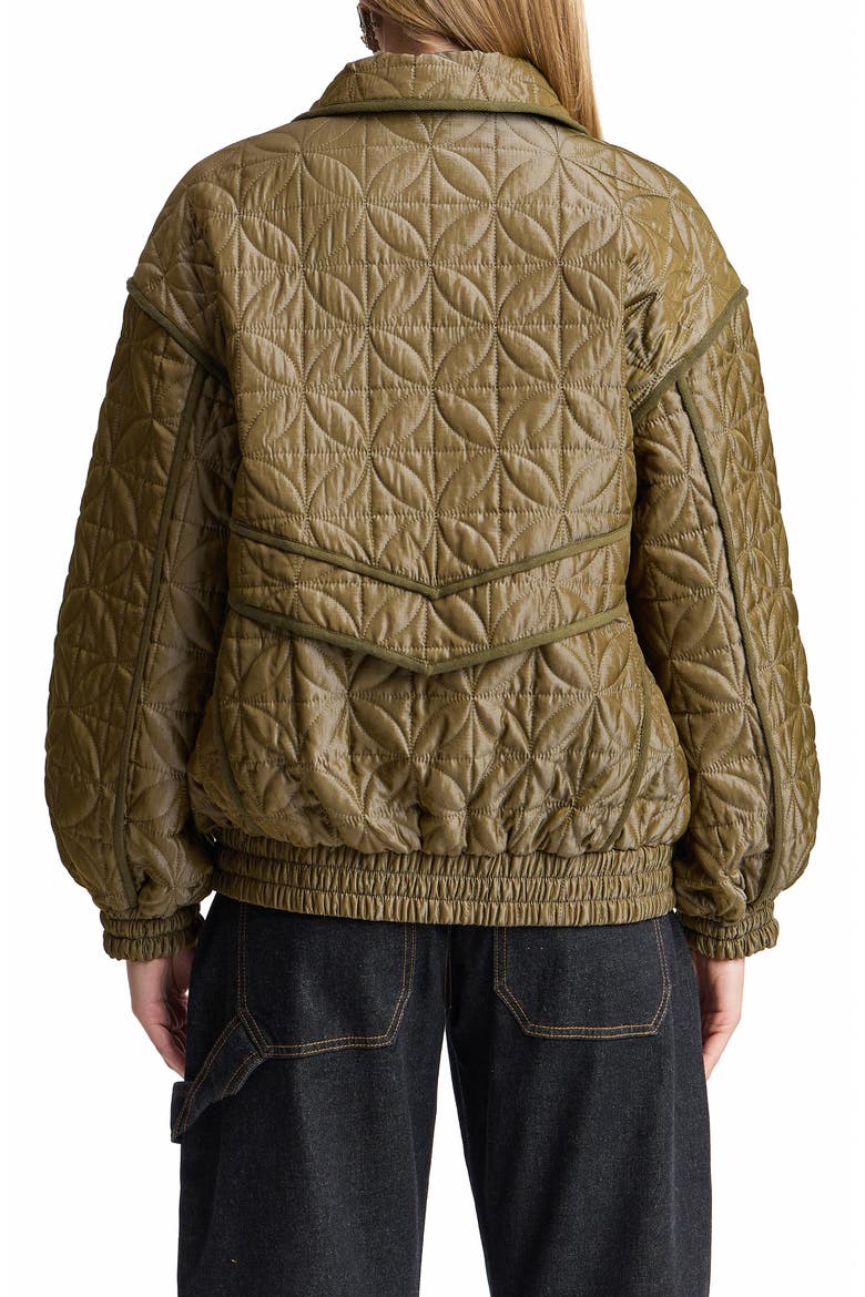 Funnel Neck Quilted Bomber Jacket, Alternate, color, SEAGRASS