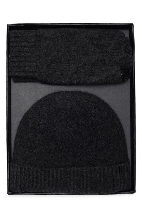 Wool & Cashmere Beanie & Touchscreen Gloves Set