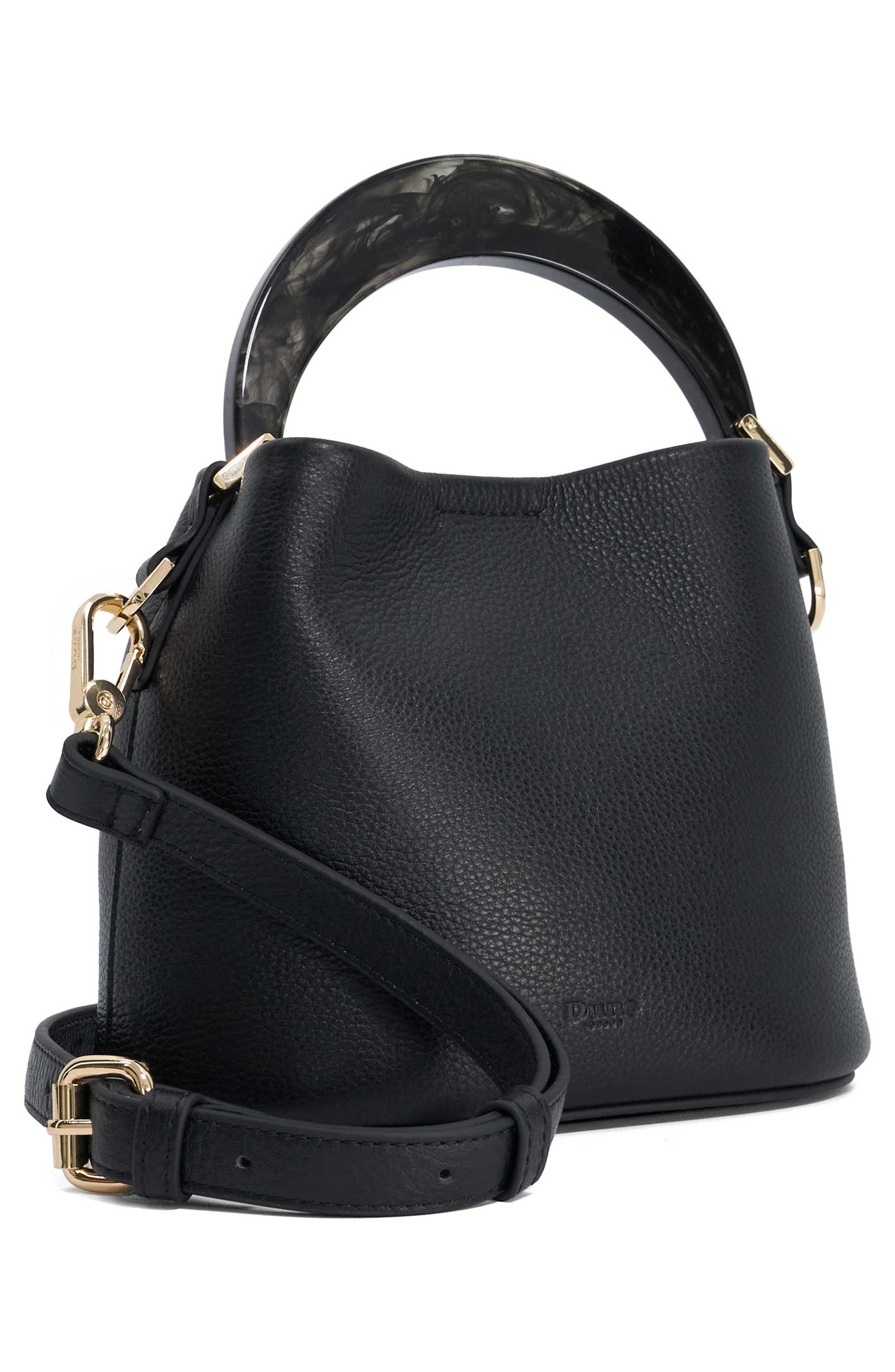 Dune London Dharla Leather Top Handle Bag, Alternate, color, Black
