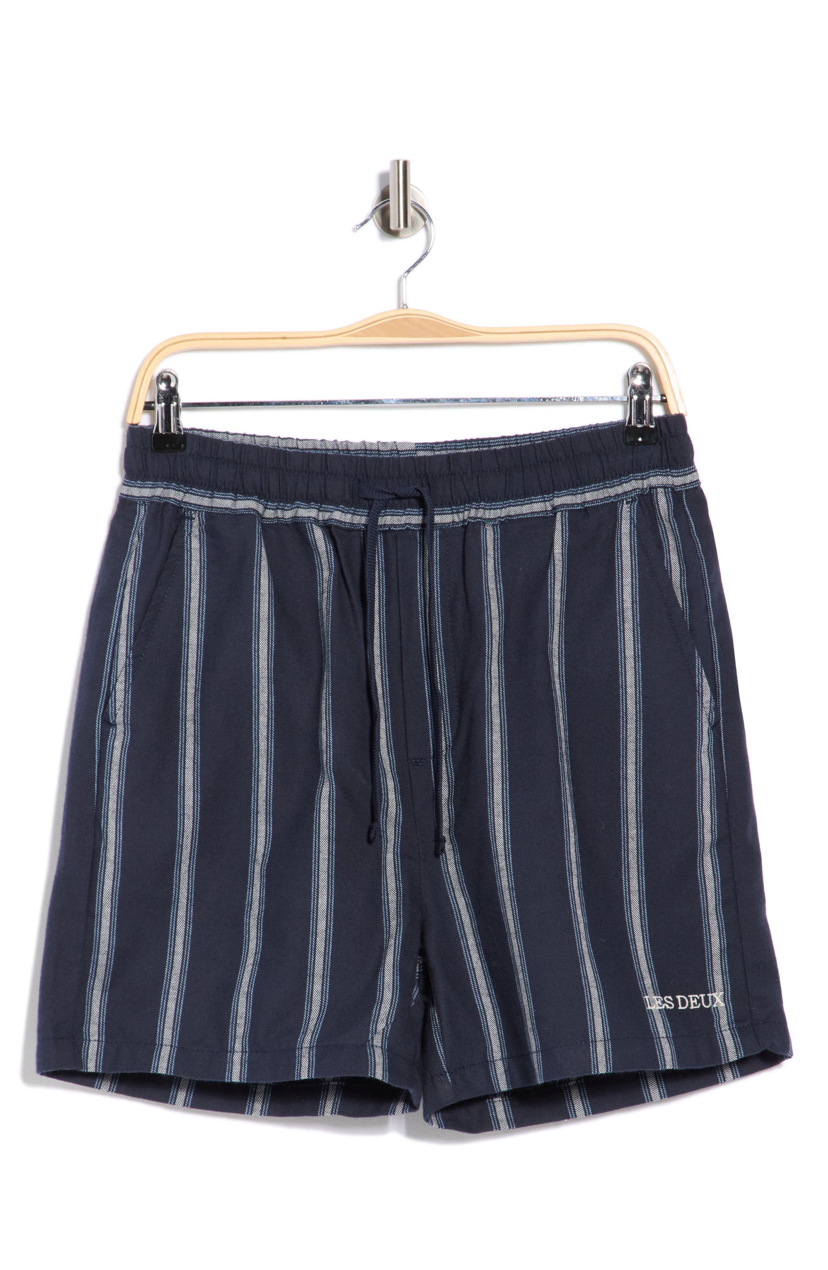 Les Deux Lawson Stripe Cotton Drawstring Shorts
